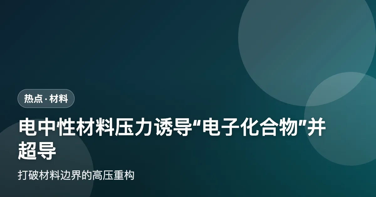 电中性材料压力诱导"电子化合物"并超导:打破材料边界