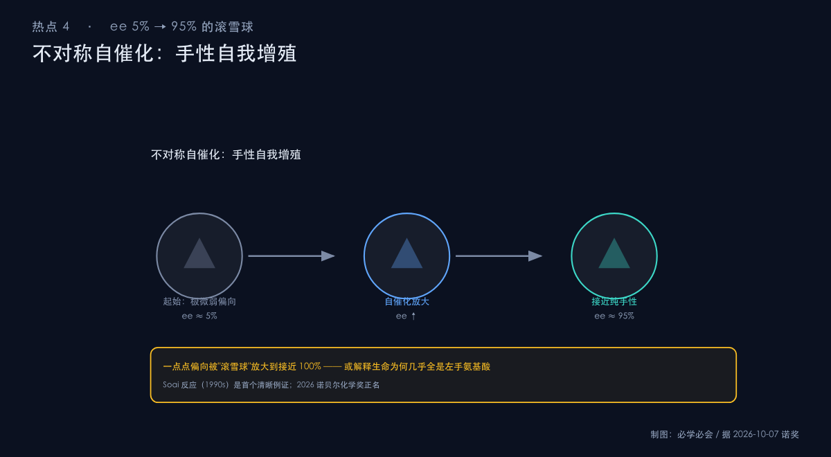 不对称自催化：手性分子自我增殖示意