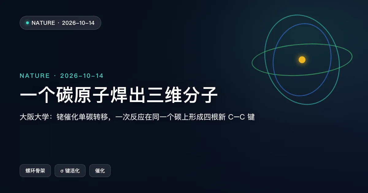 一个碳原子,四根新键:化学家把两个扁环"焊"成了三维分子