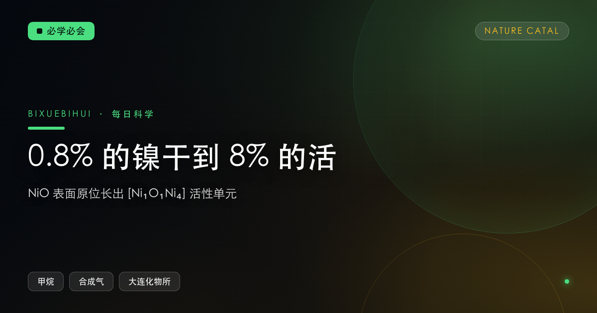 0.8% 的镍干到 8% 的活:甲烷转化的真活性中心是现场长出来的