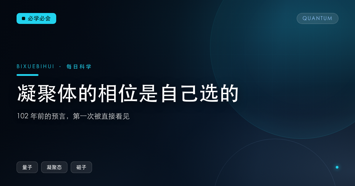 凝聚体的相位是自己“选”的:102 年前的预言第一次被直接看见