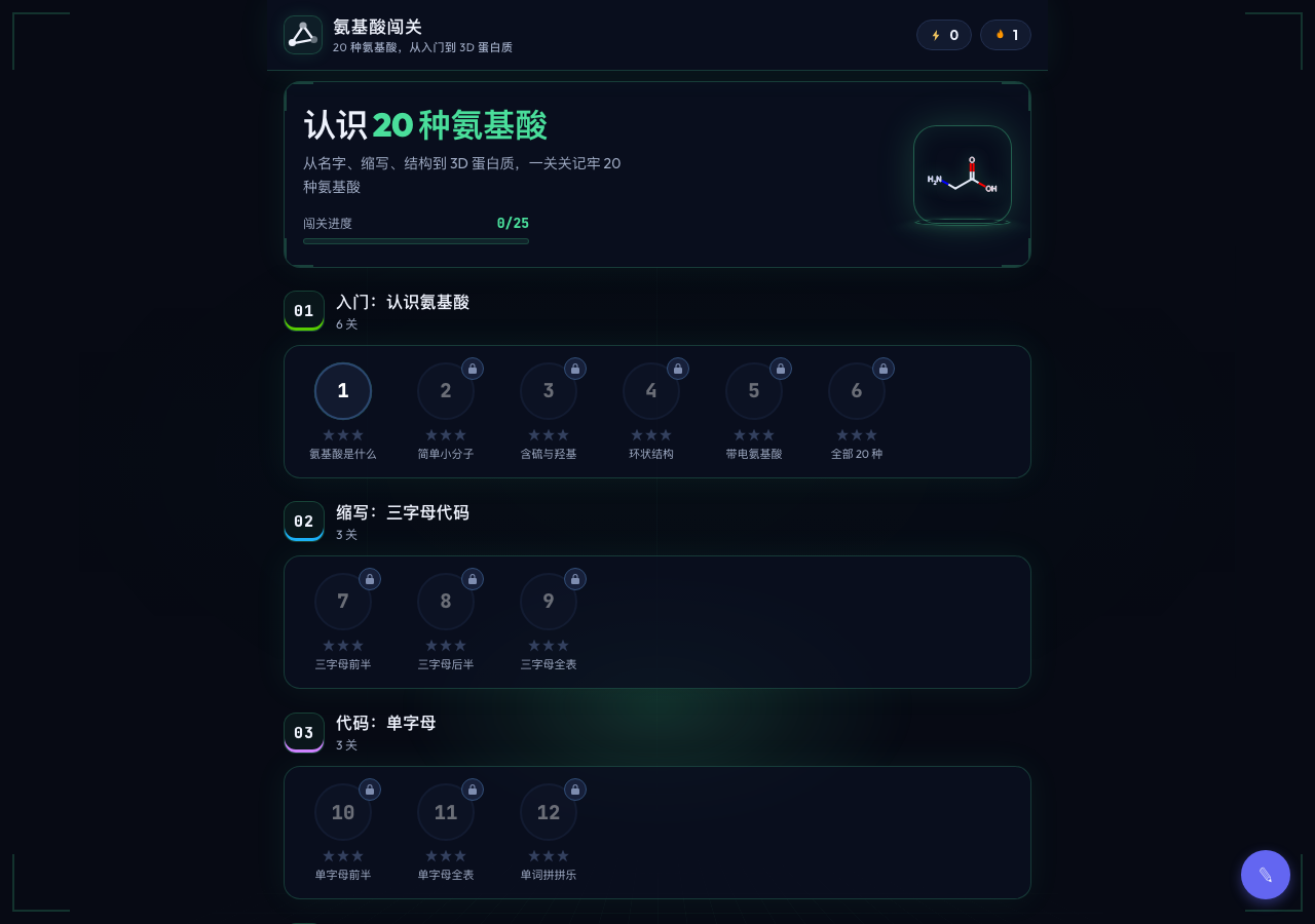 氨基酸闯关关卡路径
