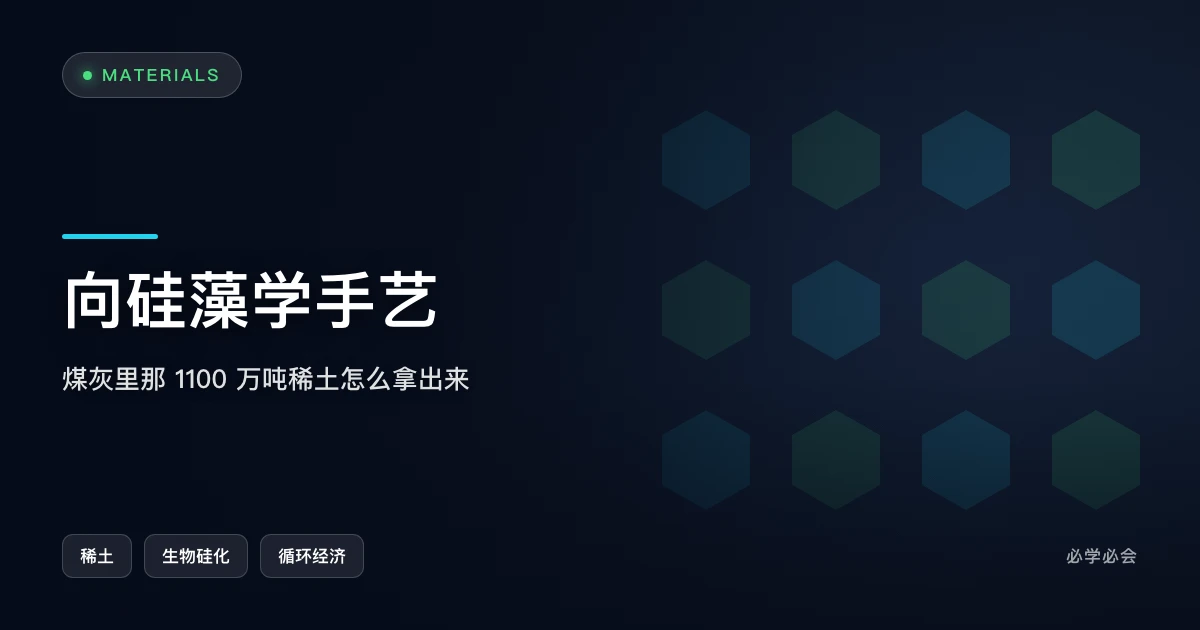 向硅藻学手艺:煤灰里那 1100 万吨稀土怎么拿出来