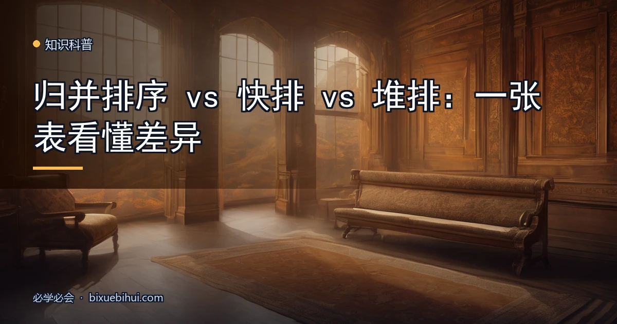 归并排序 vs 快排 vs 堆排:一张表看懂差异