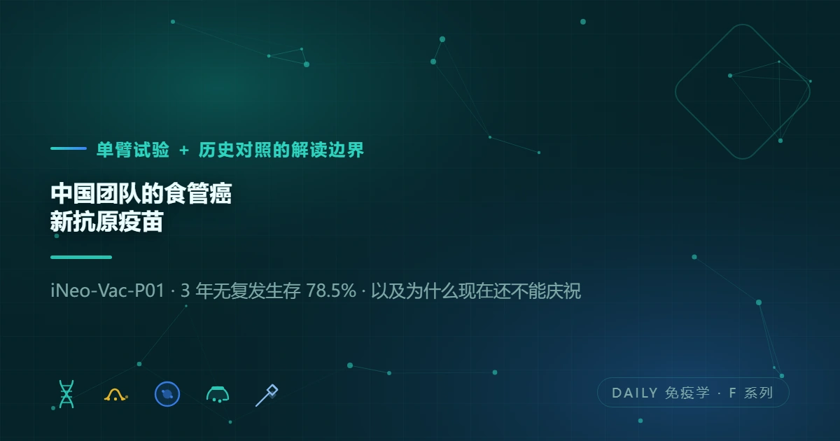 中国团队的食管癌新抗原疫苗:3 年无复发生存 78.5%,以及为什么现在还不能庆祝