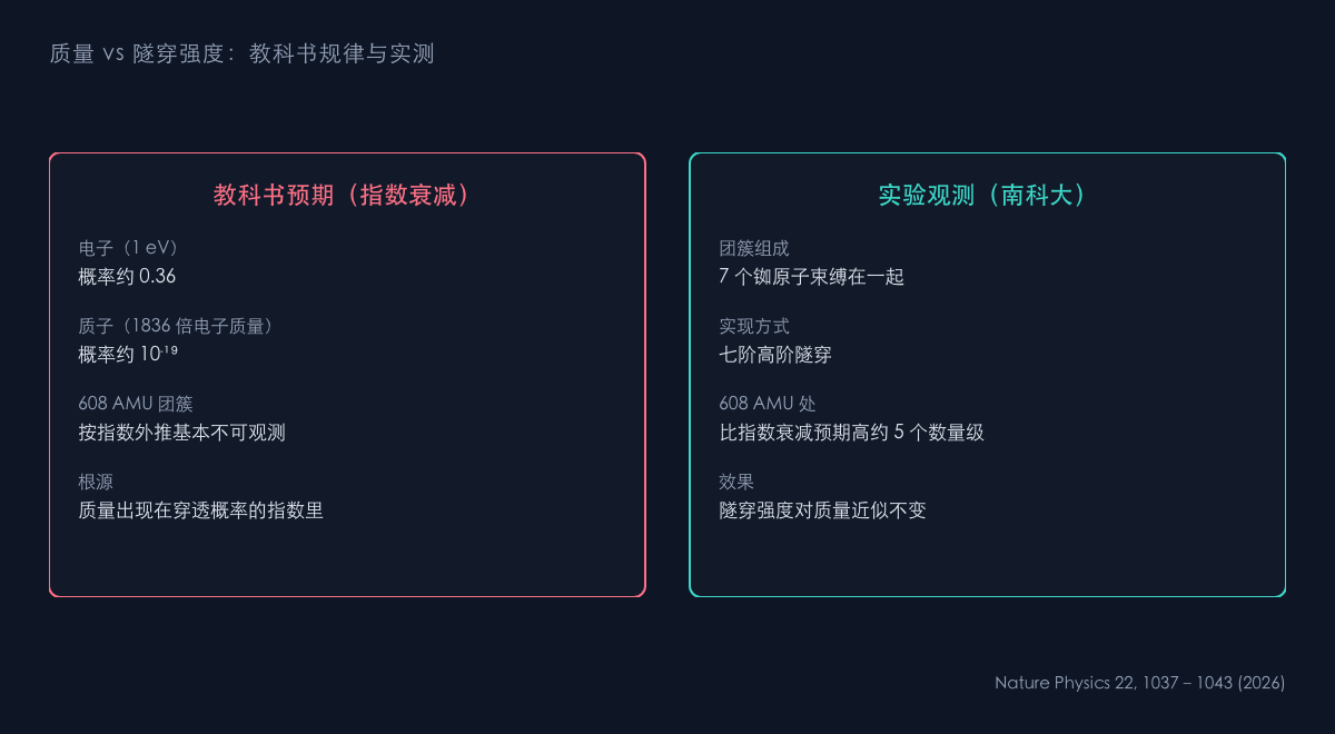 图1：指数衰减与实验观测的对比