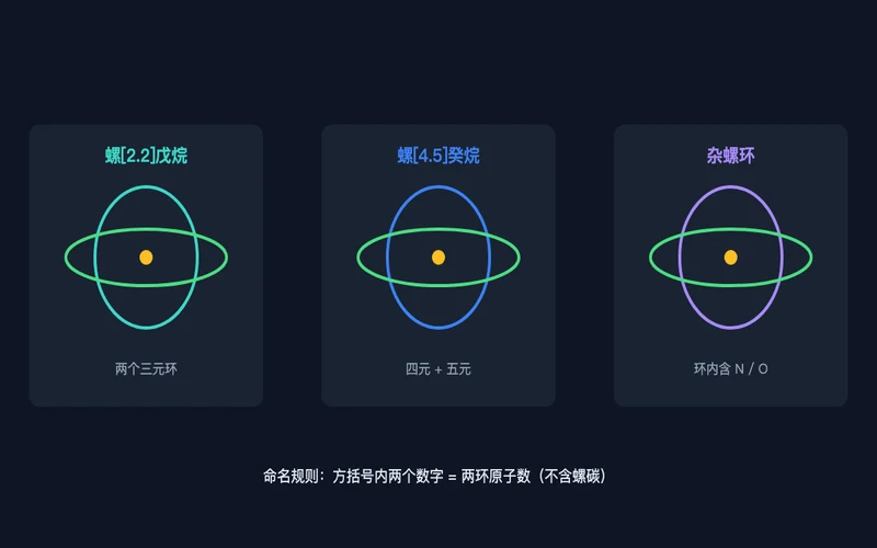 图1：螺环家族——螺[2.2]戊烷、螺[4.5]癸烷与杂螺环