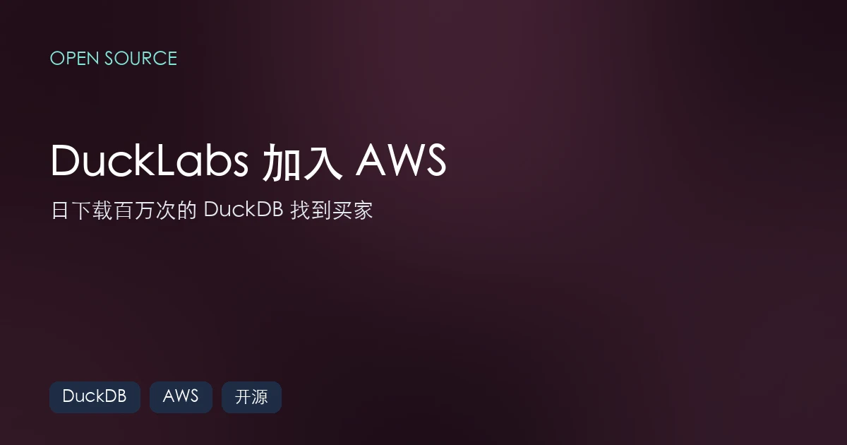 DuckLabs 加入 AWS：每天被下载一百万次的 DuckDB，找到了买家