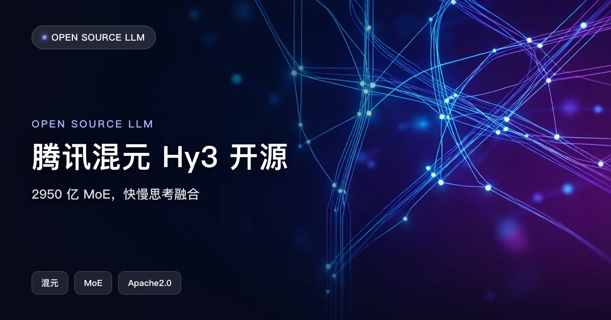 腾讯混元 Hy3 开源:快慢思考融合的 MoE 模型