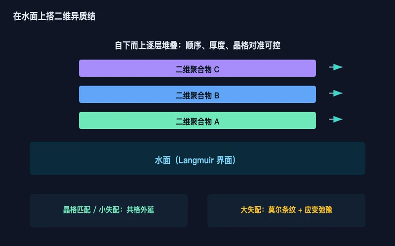 图1：水面逐层组装，顺序、厚度与晶格对准在堆叠过程中被控制
