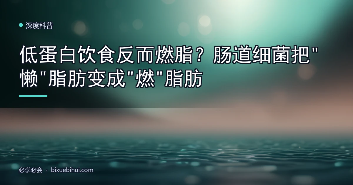 低蛋白饮食反而燃脂?肠道细菌把"懒"脂肪变成"燃"脂肪