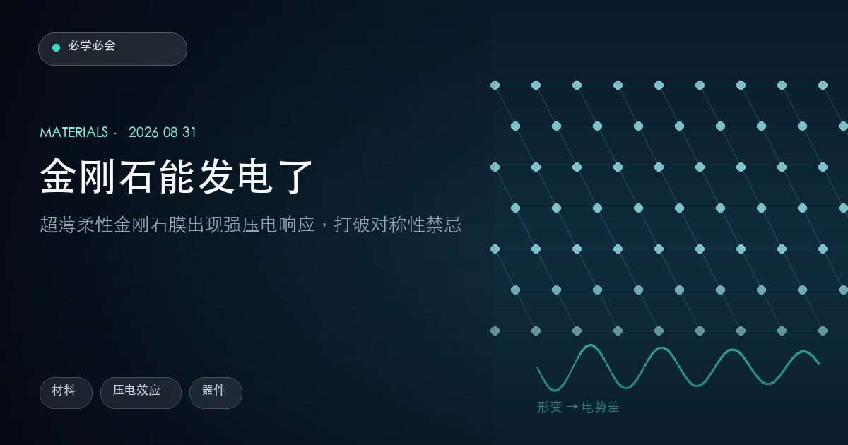 金刚石能发电了:超薄柔性金刚石膜打破对称性禁忌
