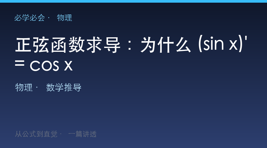 正弦函数求导:为什么 (sin x)' = cos x
