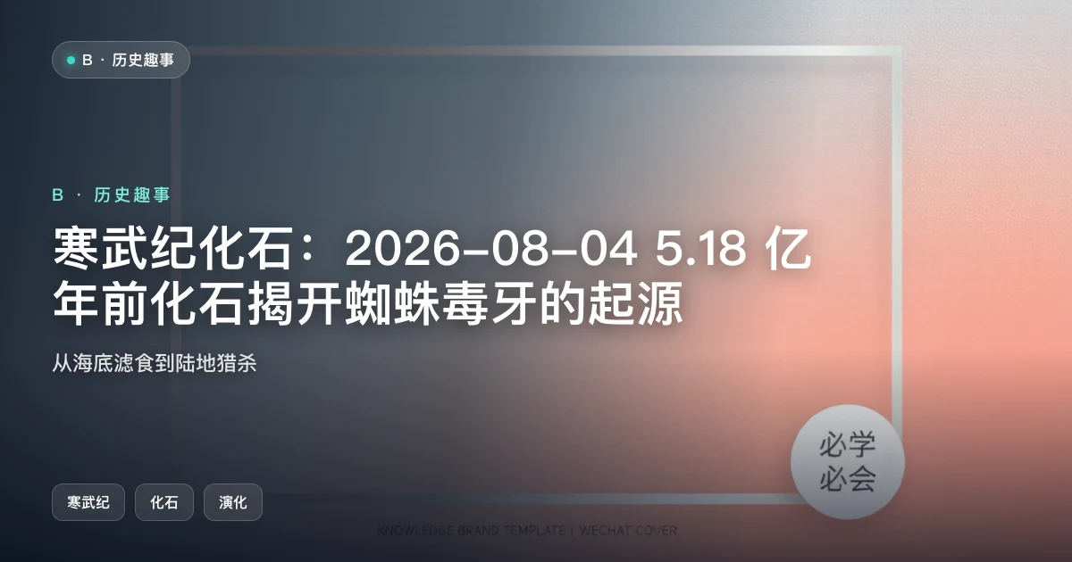 寒武纪化石:2026-08-04 5.18 亿年前化石首次发现螯肢结构原型