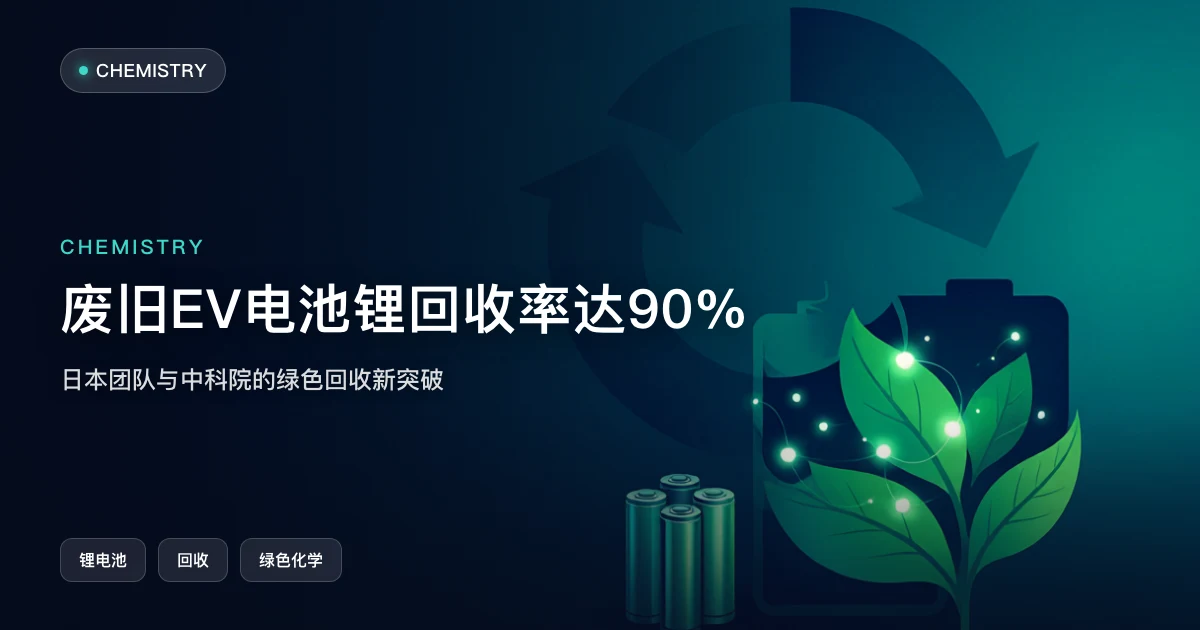 日本突破:废旧EV电池锂回收率达90%的新方法